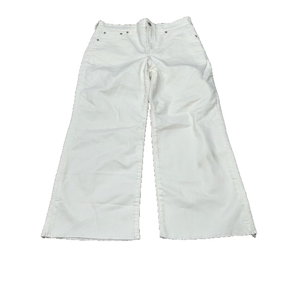 NWT J.Crew Womens Wide Leg Crop Jeans All Day Stretch High Rise White 29P FLAW - Picture 1 of 9